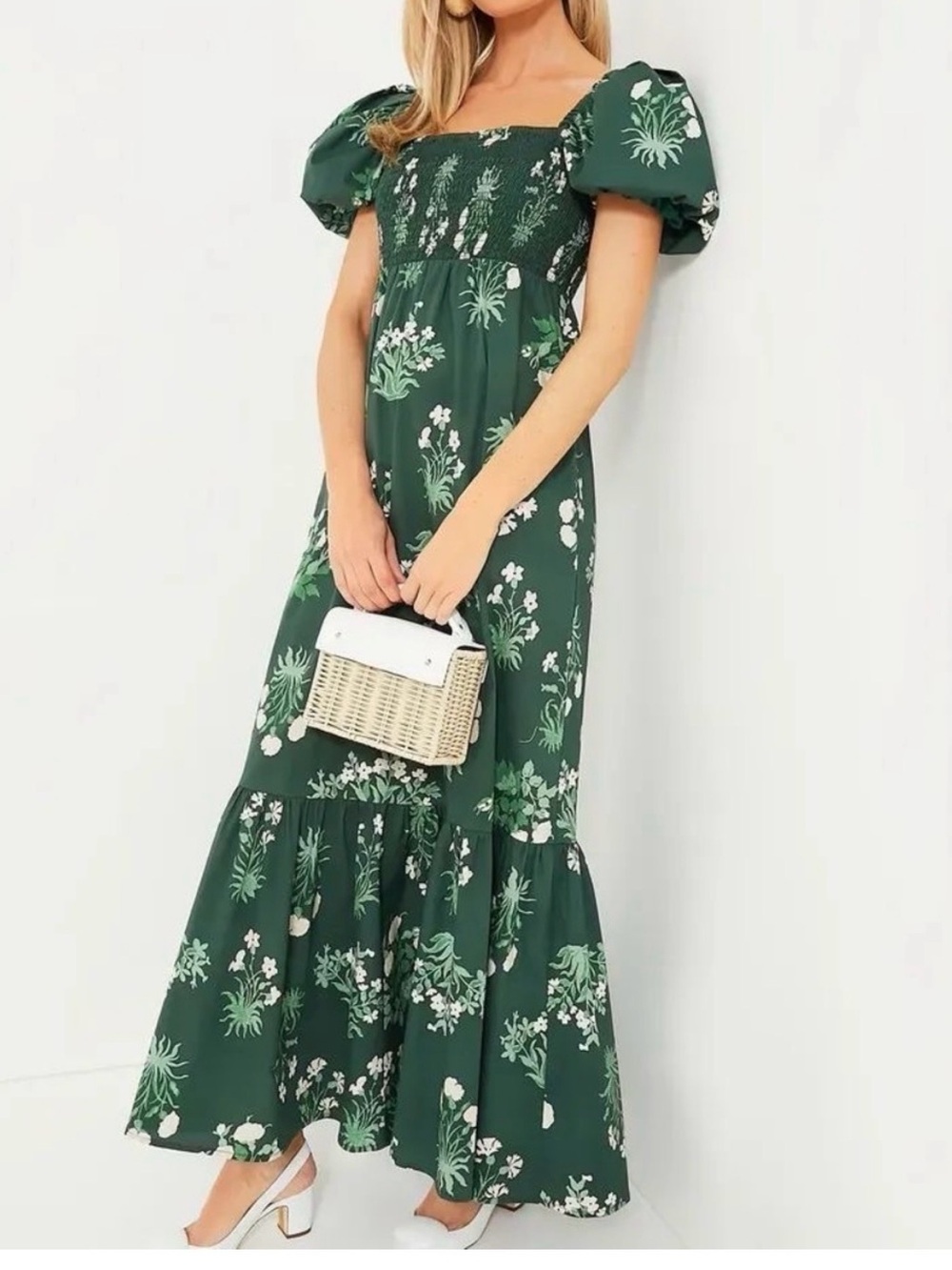 Tuckernuck Viridian Stamped Bouquets Gabrielle Dress Small